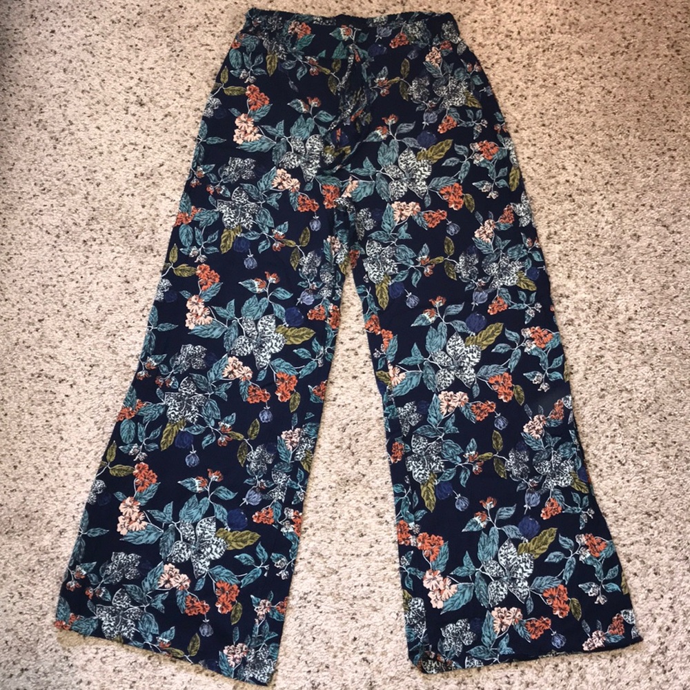 Wide Leg Floral Pants